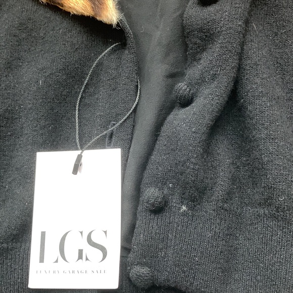 Vintage Luxury Garage Sale Real Fur Leopard🐆Animal Print Cropped Black Cardigan - Picture 2 of 15